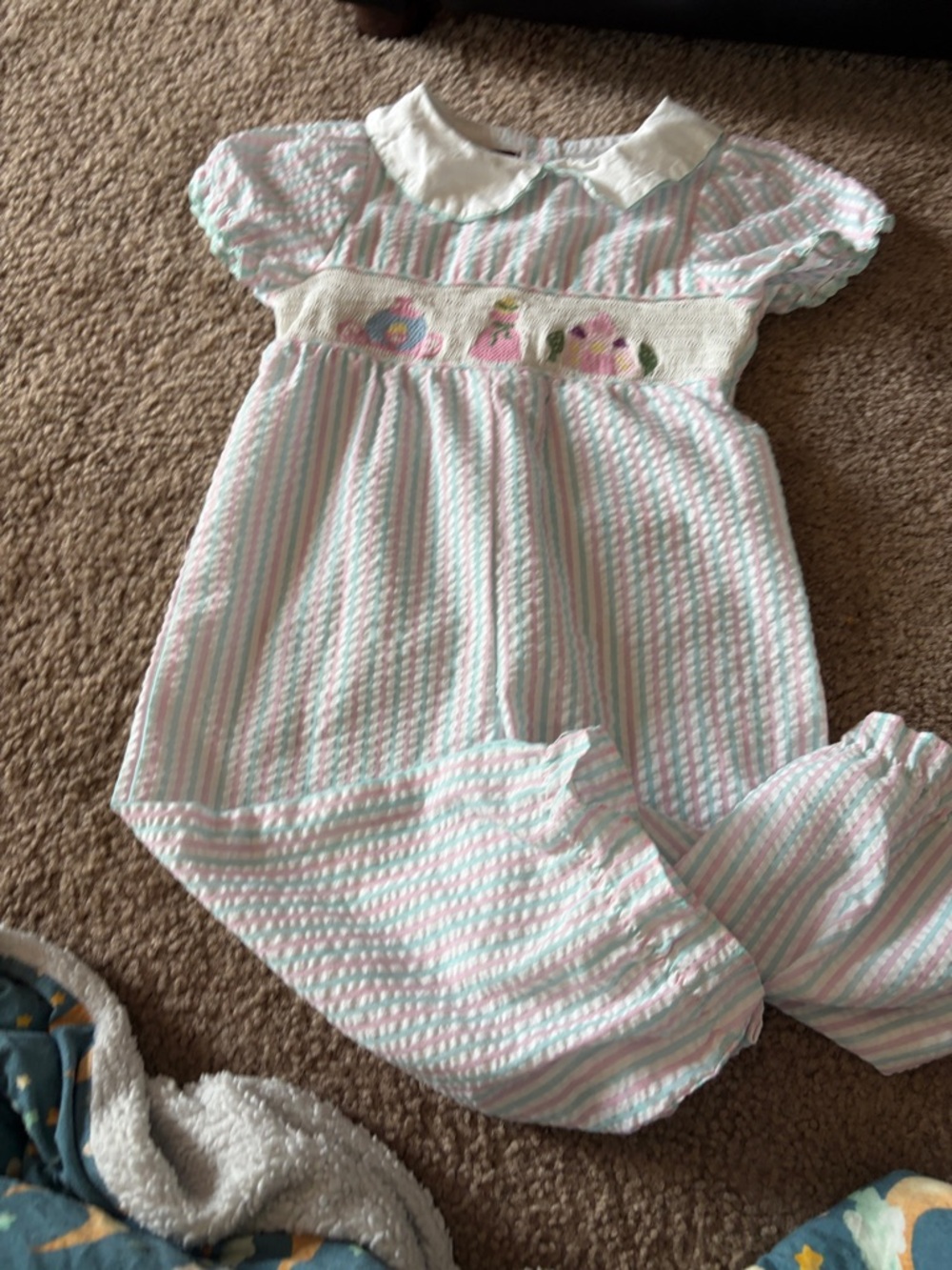 CB1 Lil Cactus “Cinderella” Themed Smock Plate Cap-Sleeve Gingham Romper, 2t